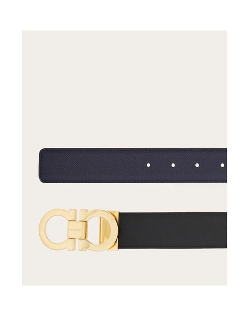 Ferragamo White Ferragamo Gancini Reversible Belt for men