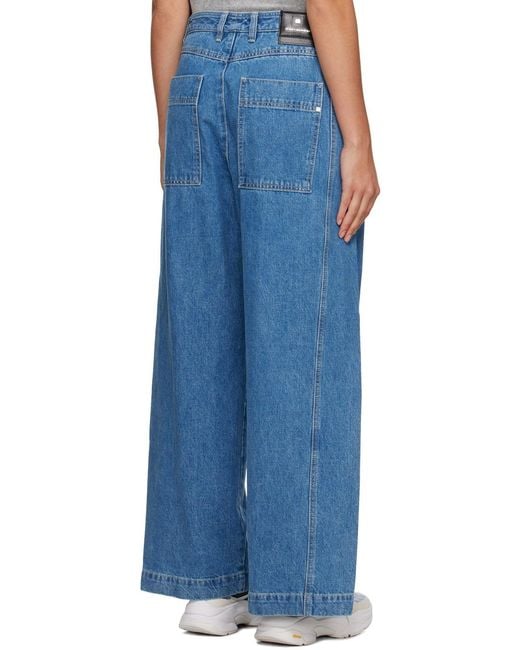 Wooyoungmi Blue Embossed Patch Denim Trousers