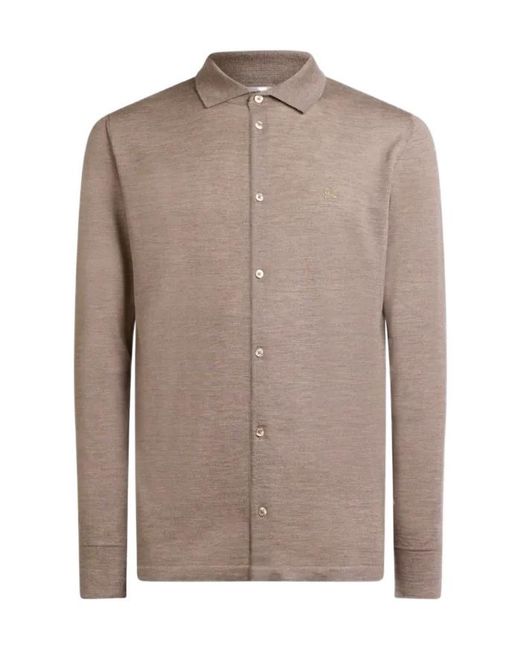 Etro Brown Cashmere And Silk Cardigan With Embroidery for men