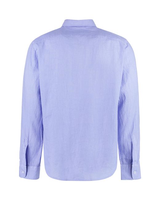 Aspesi Blue Button-Up Long-Sleeved Shirt for men