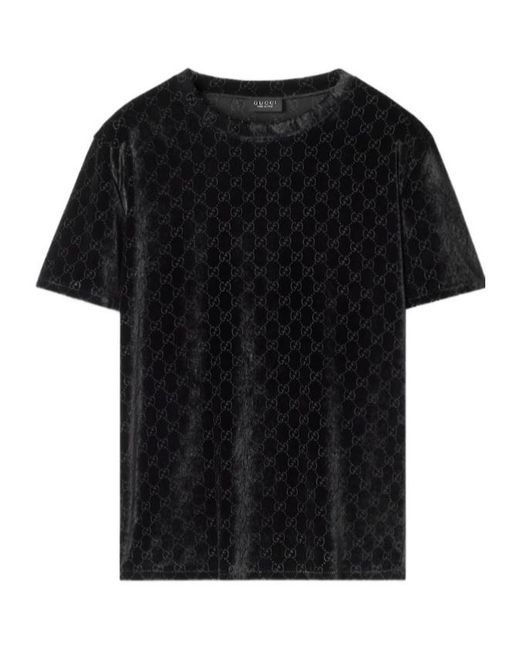 Gucci Black Gg Stretch Velvet Devoré T-Shirt for men