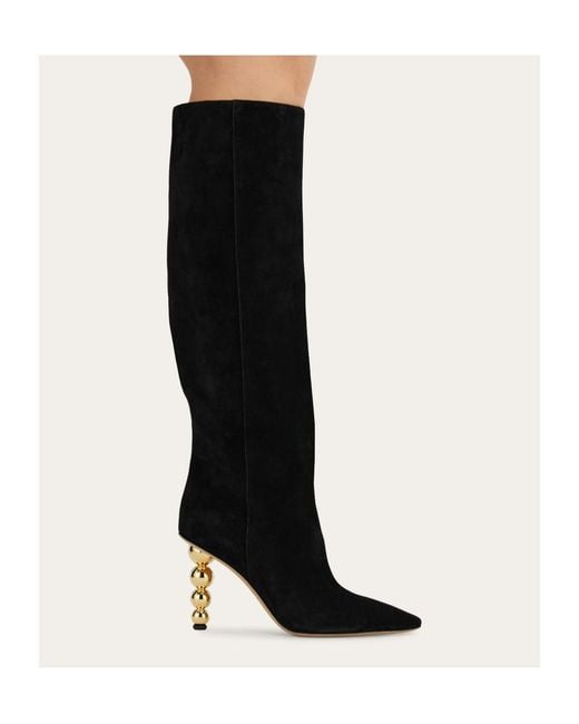 Ferragamo Black Spherical Heel Boot