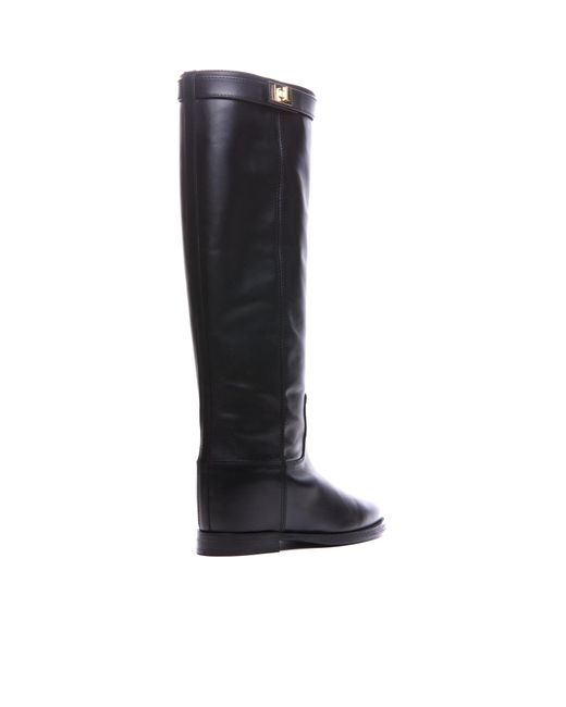 Via Roma 15 Black Padlock Knee-High Boots