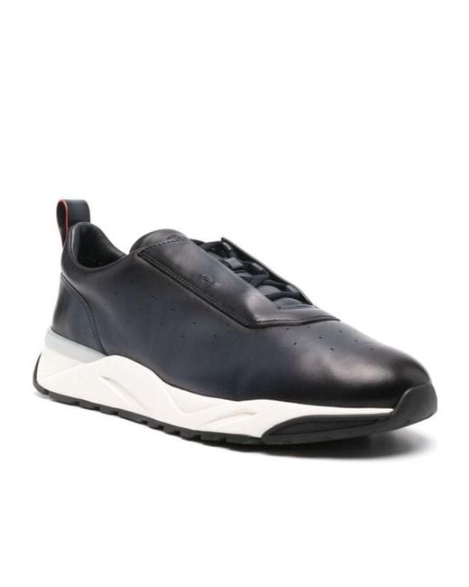Santoni Gray Leather Sneakers for men