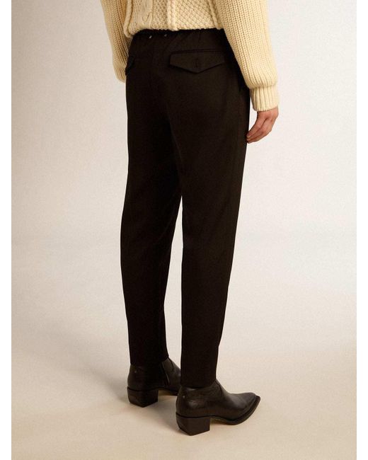 Golden Goose Deluxe Brand Black Logo-Plaque Straight-Leg Trousers for men