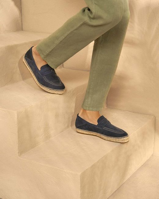 Manebí Blue Round Head Loafer Shoes for men