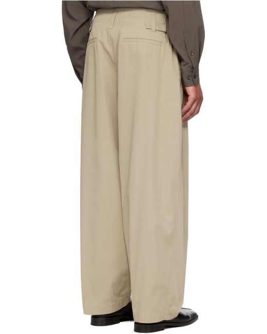 Lemaire White Pleated Wide Leg Chino Pants for men