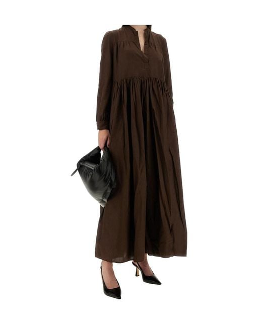 Aspesi Brown Gathered Midi Dress