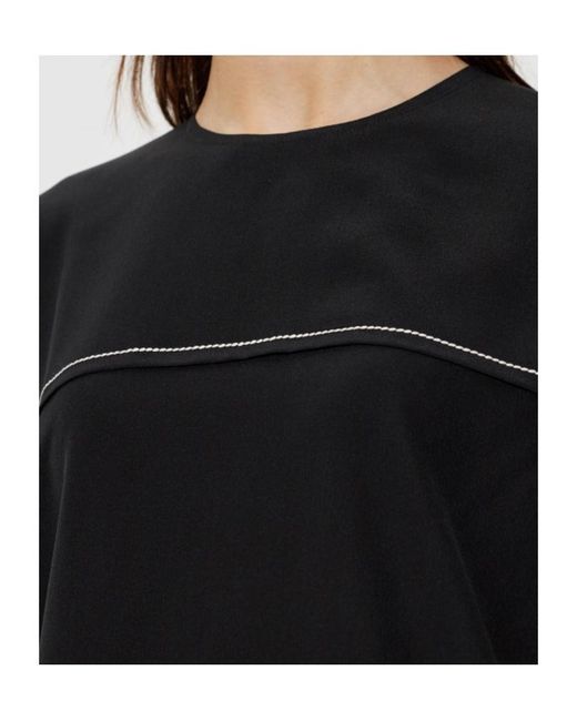 Marni Black Contrast-Stitch Silk T-Shirt