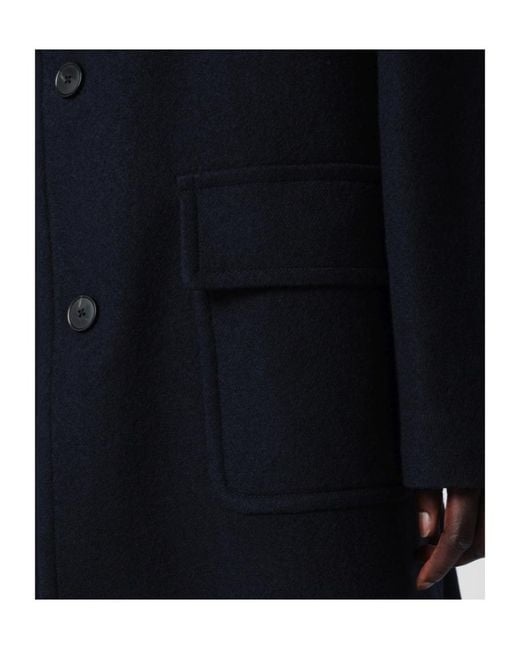 Dries Van Noten Blue Single-Breasted Wool Coat for men
