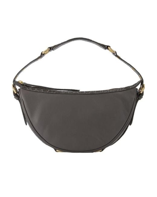 By Far Black Curved Zipped Shoulder Bag