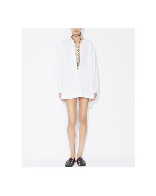 Alaïa White Chic Poplin Mini Shirt Dress For