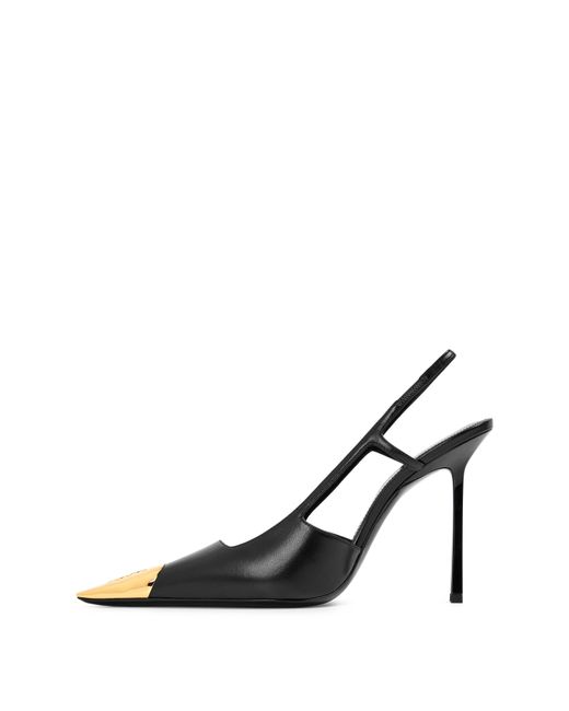 Saint Laurent White Open-Heel Slingbacks