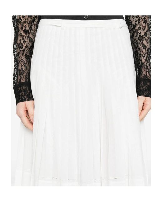 Low Classic White Pleated Midi Skirt