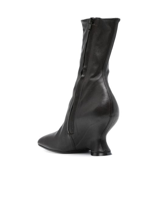 Dries Van Noten Black Wedge Heel Boots