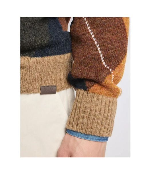Fay Brown V-Neck Pullover for men