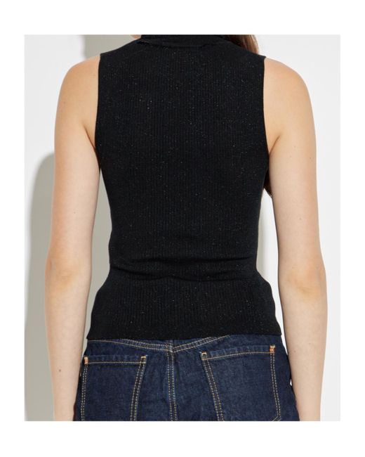 DSquared² Black High-Neck Ribbed-Knit Sleeveless Top