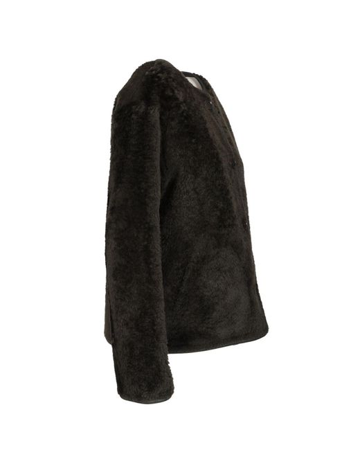 Arma Black Button-Fastening Shearling Jacket