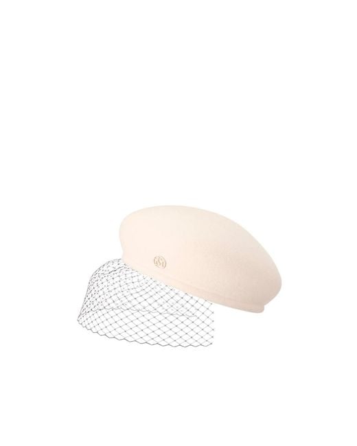 Maison Michel White New Bonnie Veiled Beret