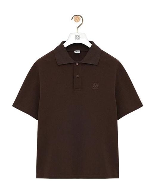 Loewe Brown Embroidered Short-Sleeved Polo Shirt for men