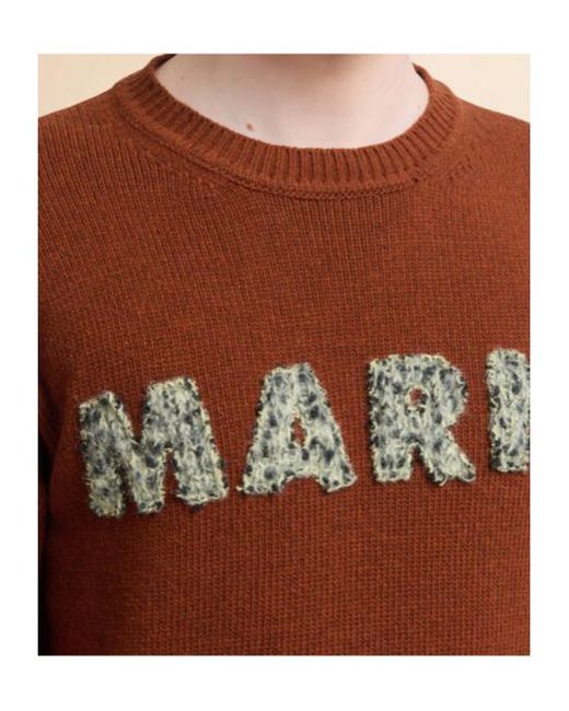 Marni Brown Laser-Cut Logo Jumper for men