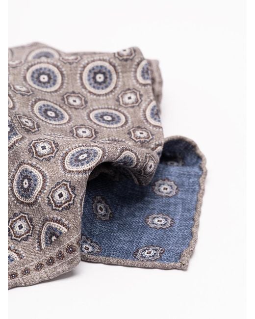 Brunello Cucinelli Purple Patterned Jacquard Pocket Square for men