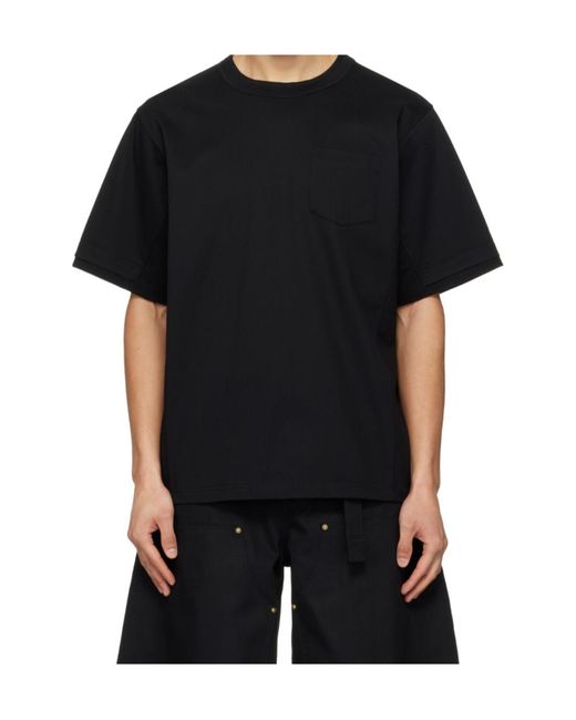 Sacai Black Short Sleeved Crewneck T-Shirt for men
