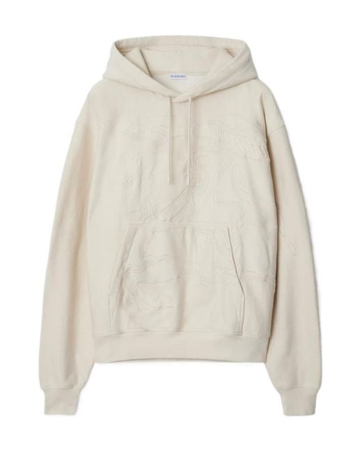 Burberry White Ekd Motif Drawstring Hoodie for men