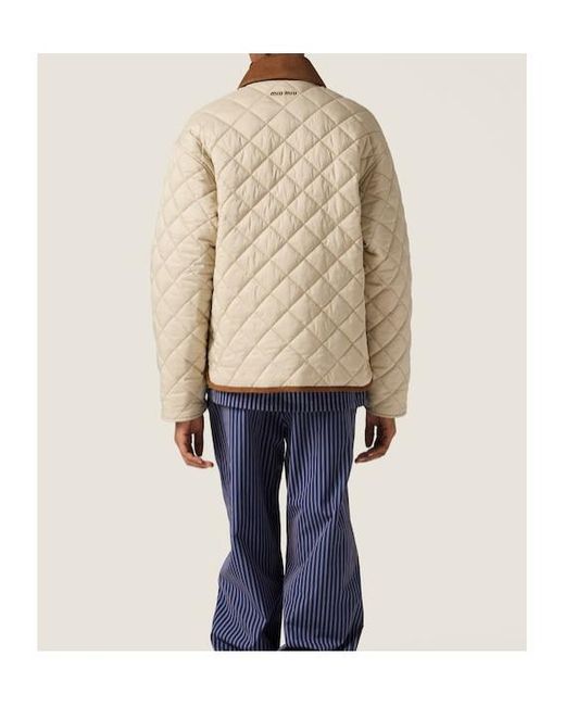 Miu Miu Natural Quilted Button-Up Jacket