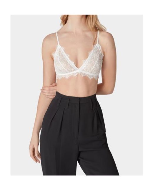 Anine Bing White Triangle Cup Sheer Lace Bra