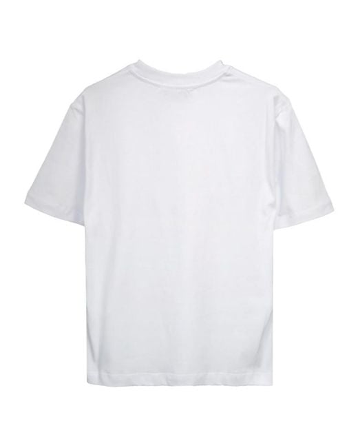 MSGM White Logo Printed Crewneck T-Shirt