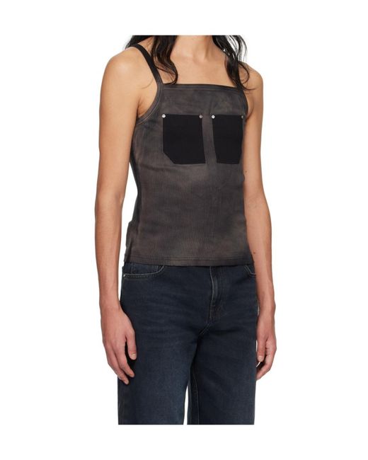 Dion Lee Black Rivet-Embellishment Tank Top for men