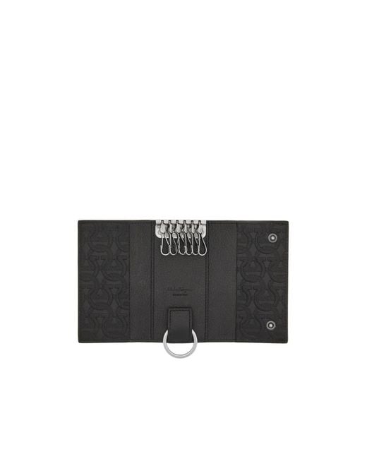 Ferragamo Gray Gancini Logo Key Bag for men