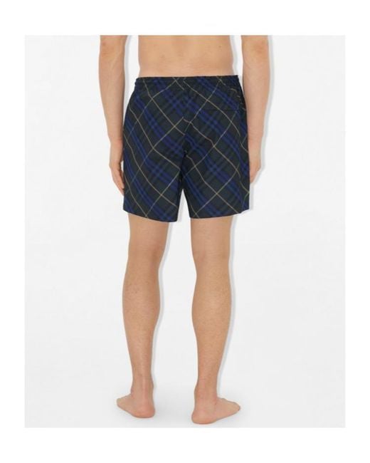 Burberry Blue Check Swim Shorts for men