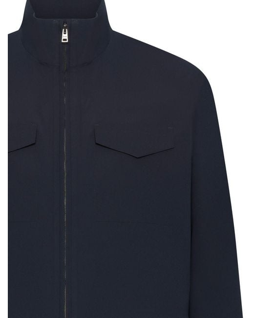 Herno Blue Four-Pocket Zipped Jacket for men