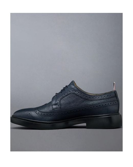 Thom Browne Blue Pebbled Leather Longwing Brogues for men