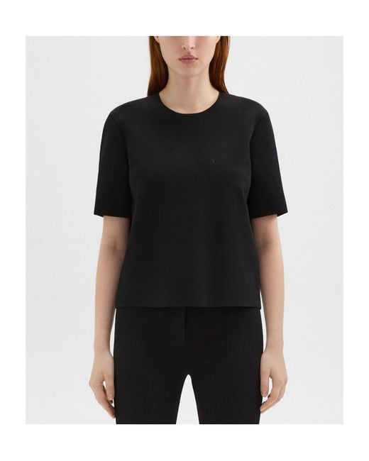 Theory Black Short-Sleeved Crewneck Jersey T-Shirt