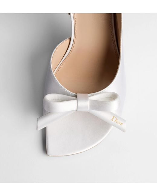 Dior White Bow Heeled Slingback Sandal