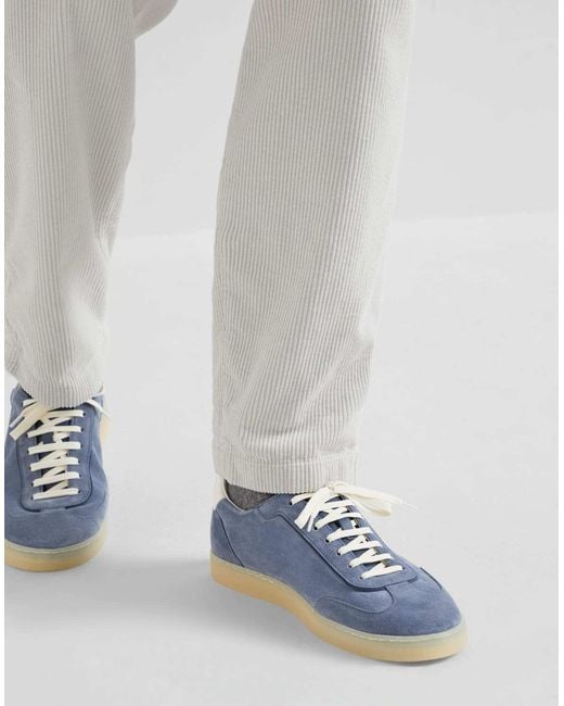 Brunello Cucinelli Blue Low-Top Lace-Up Sneakers for men