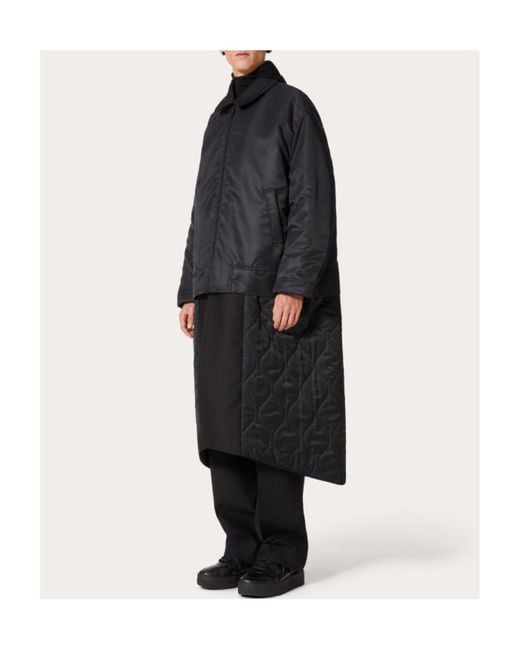 Valentino Black Button Detailed Long-Sleeved Reversible Coat for men