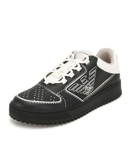 Emporio Armani Black Strap-Up Casual Sneakers for men