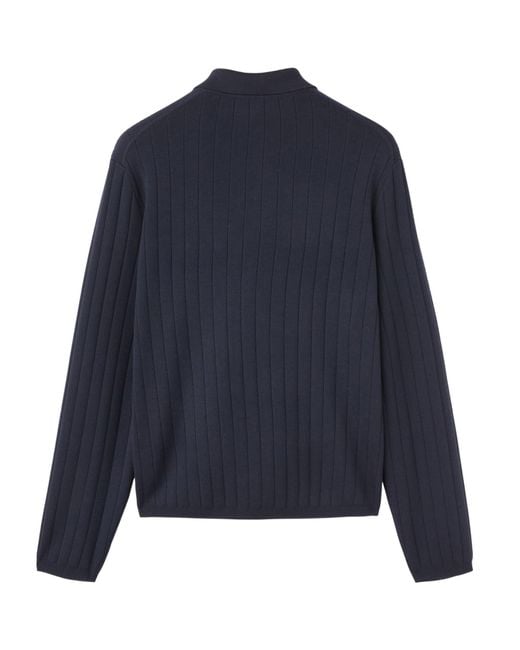 Loro Piana Blue Long-Sleeved Knitted Cardigan for men