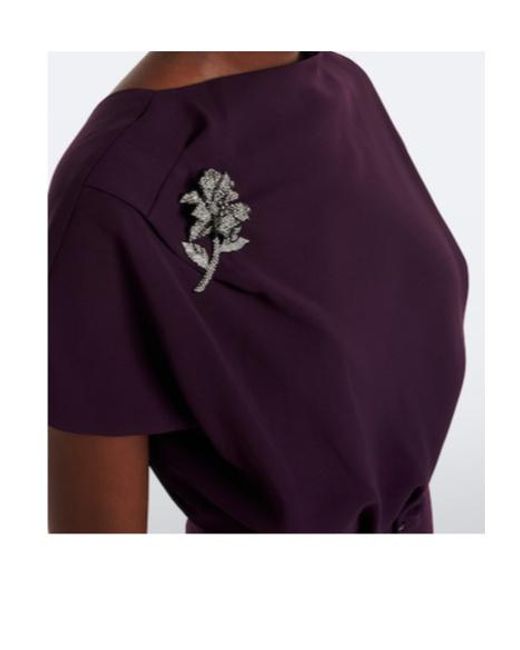 Roland Mouret Purple Embellished Cady Cocktail Dress