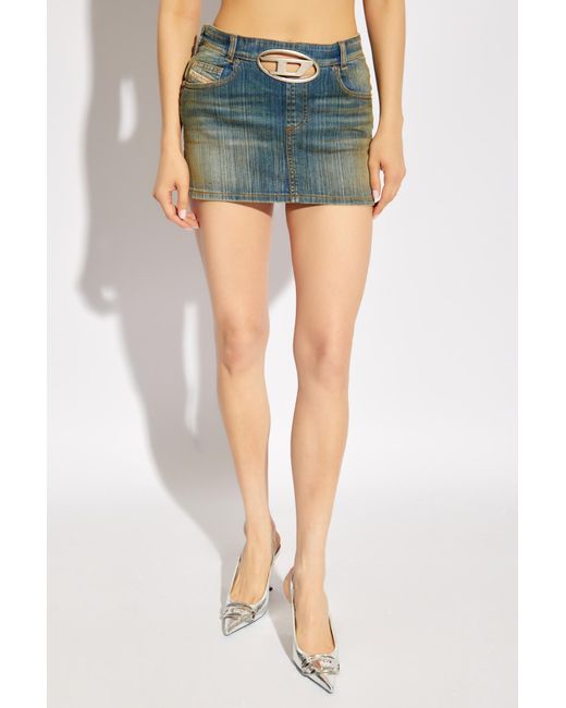 DIESEL Blue Logo-Plaque Denim Mini Skirt