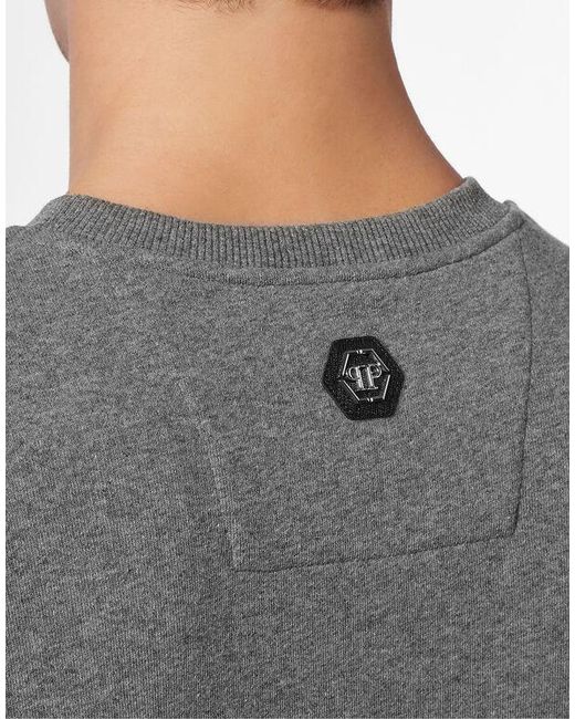 Philipp Plein Gray Logo Printed Sweater for men