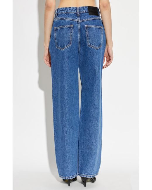IRO Blue Distressed Wide-Leg Jeans