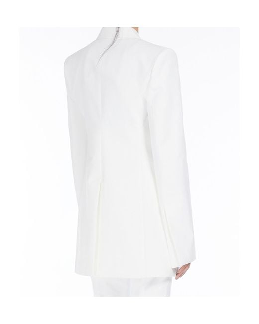 Sportmax White Aster Single-Breasted Long-Sleeved Jacket