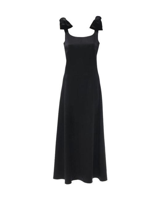 Chloé Black Chloé Velvet Bow Detailed Midi Dress