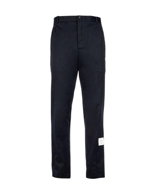 Thom Browne Blue Logo Patch Chino Pants for men