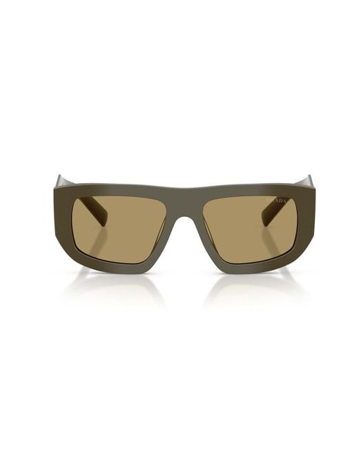 Prada Green Eyewear Triangle Logo Geometric Frame Sunglasses